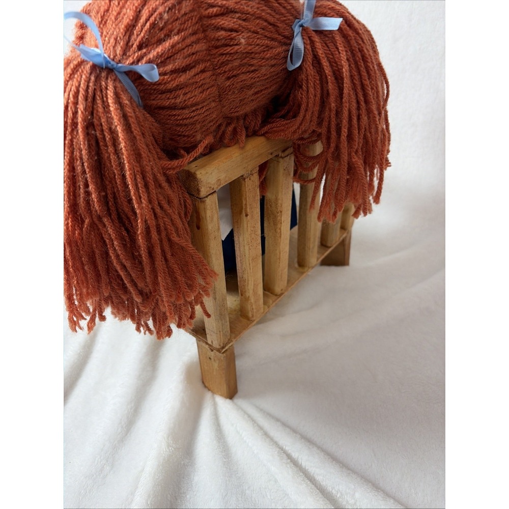 Cabbage patch 25th anniversary red hair freckles blue overalls Rustic Wood Chair - Picture 10 of 16